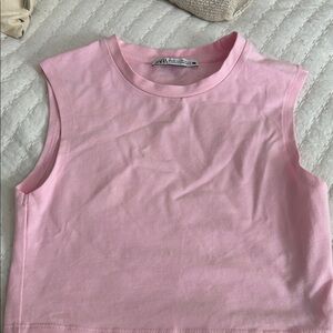 Zara Pink Cropped Sleeveless Tank